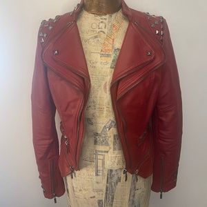 NWOT Vegan Leather Red Moto Jacket